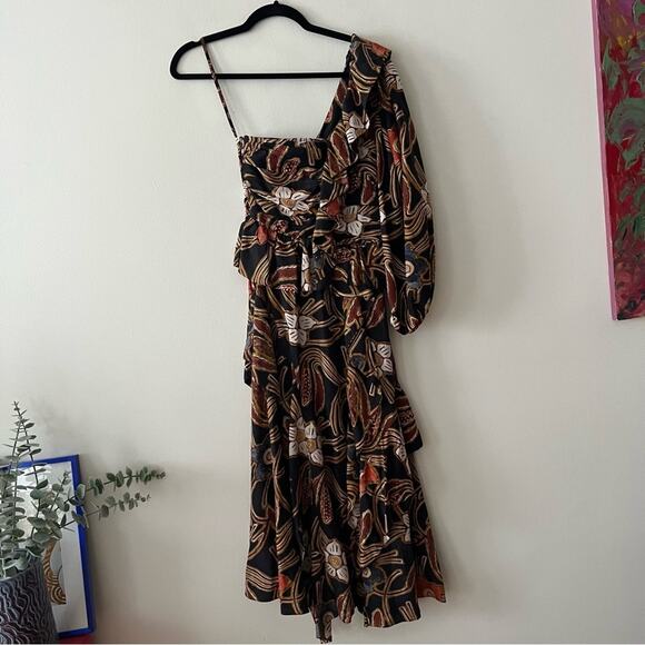 Ulla Johnson Mariam Dress Silk Midi Dress in Onyx - Picture 3 of 9